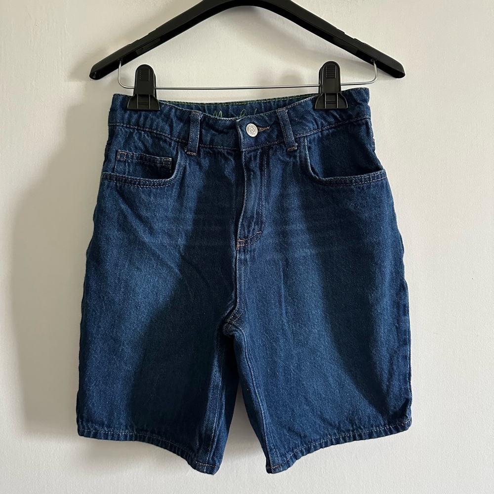 Mini Boden Girls Denim Long Inseam Jean Shorts size 12Y EUC
